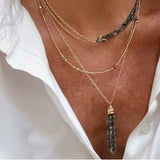 Natural Stone Tassel Necklace – Pearl, Sunstone, Australian Jade, Garnet, Moss Agate - floysun