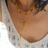 Natural Stone Tassel Necklace – Pearl, Sunstone, Australian Jade, Garnet, Moss Agate - floysun