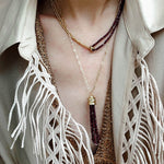 Natural Stone Tassel Necklace – Pearl, Sunstone, Australian Jade, Garnet, Moss Agate - floysun