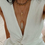 Natural Stone Tassel Necklace – Pearl, Sunstone, Australian Jade, Garnet, Moss Agate - floysun