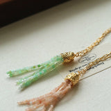 Natural Stone Tassel Necklace – Pearl, Sunstone, Australian Jade, Garnet, Moss Agate - floysun