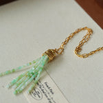 Natural Stone Tassel Necklace – Pearl, Sunstone, Australian Jade, Garnet, Moss Agate - floysun