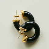 Natural Tiger’s Eye & Red Stone & Black Onyx Hoop Earrings - floysun