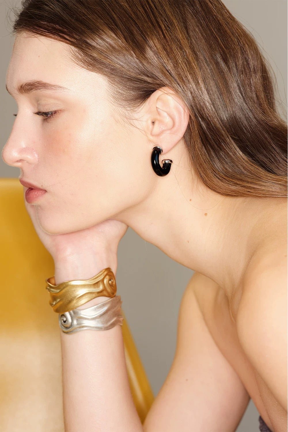 Natural Tiger’s Eye & Red Stone & Black Onyx Hoop Earrings - floysun