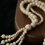 Natural White Fossil Stone Graduated Bead Tassel Long Necklace - floysun