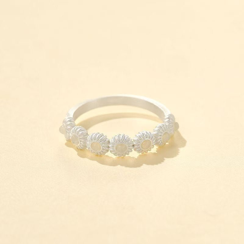 Natural White Moonstone Eternity Band Ring - floysun