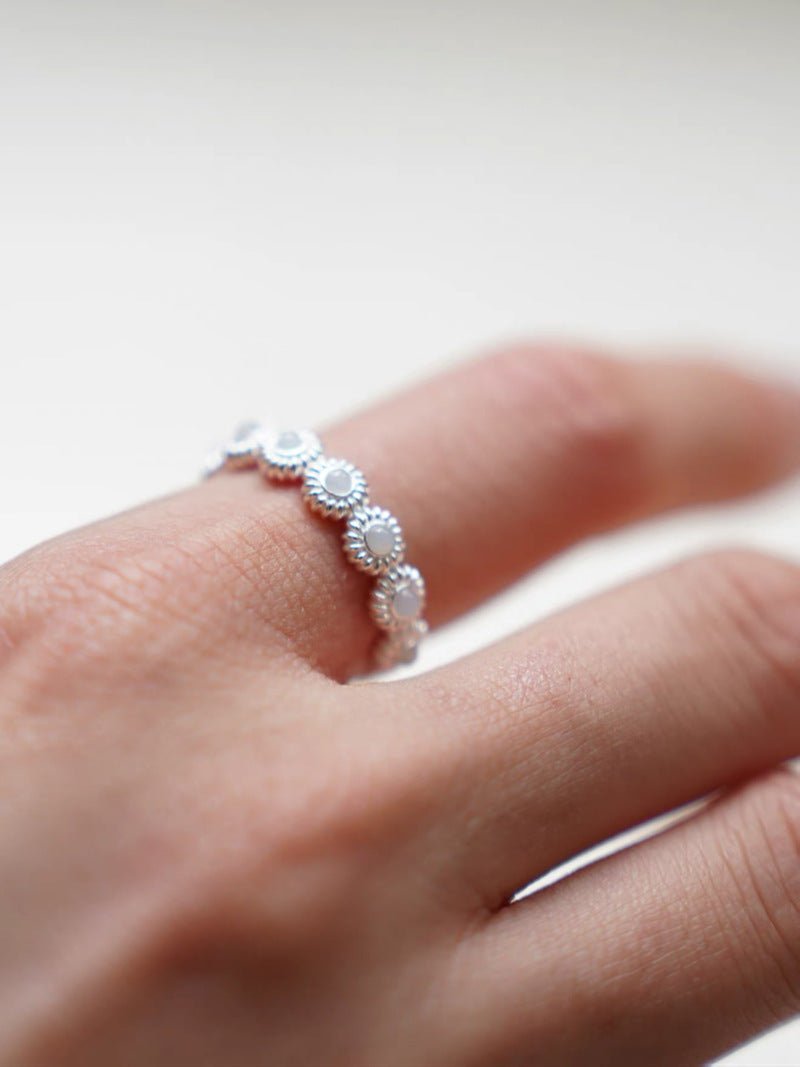 Natural White Moonstone Eternity Band Ring - floysun