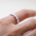 Natural White Moonstone Eternity Band Ring - floysun