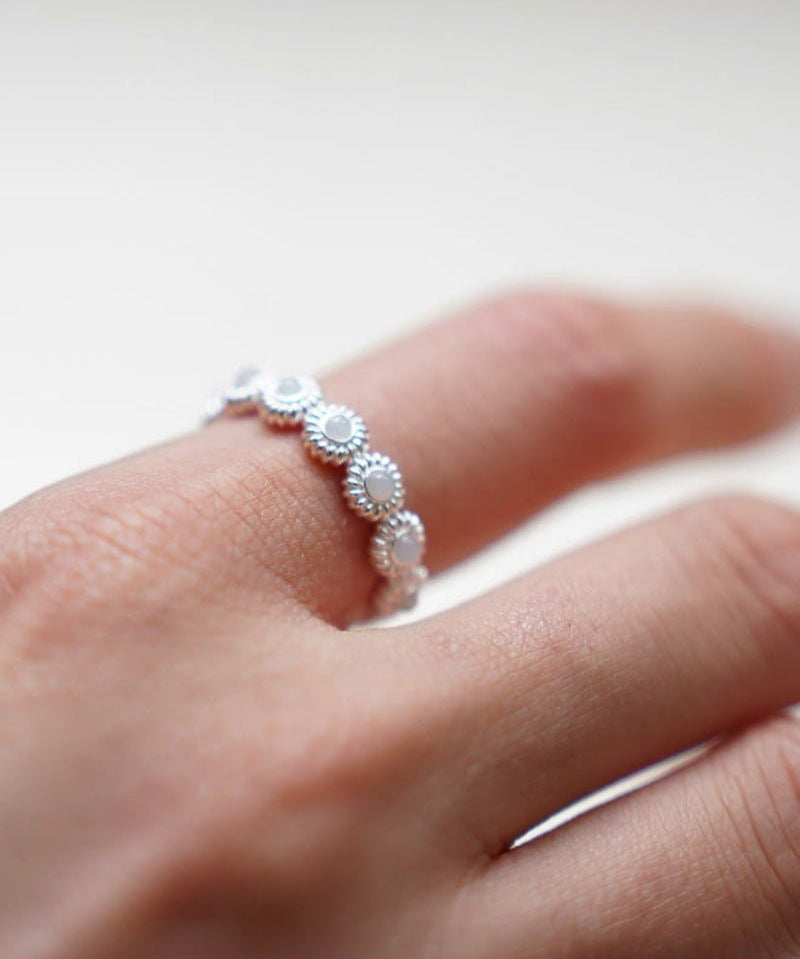 Natural White Moonstone Eternity Band Ring - floysun
