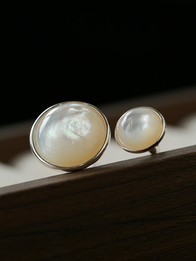 Natural White Mother-of-Pearl Double Circle Open Ring - floysun