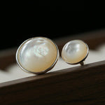 Natural White Mother-of-Pearl Double Circle Open Ring - floysun