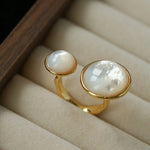 Natural White Mother-of-Pearl Double Circle Open Ring - floysun