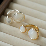 Natural White Mother-of-Pearl Double Circle Open Ring - floysun