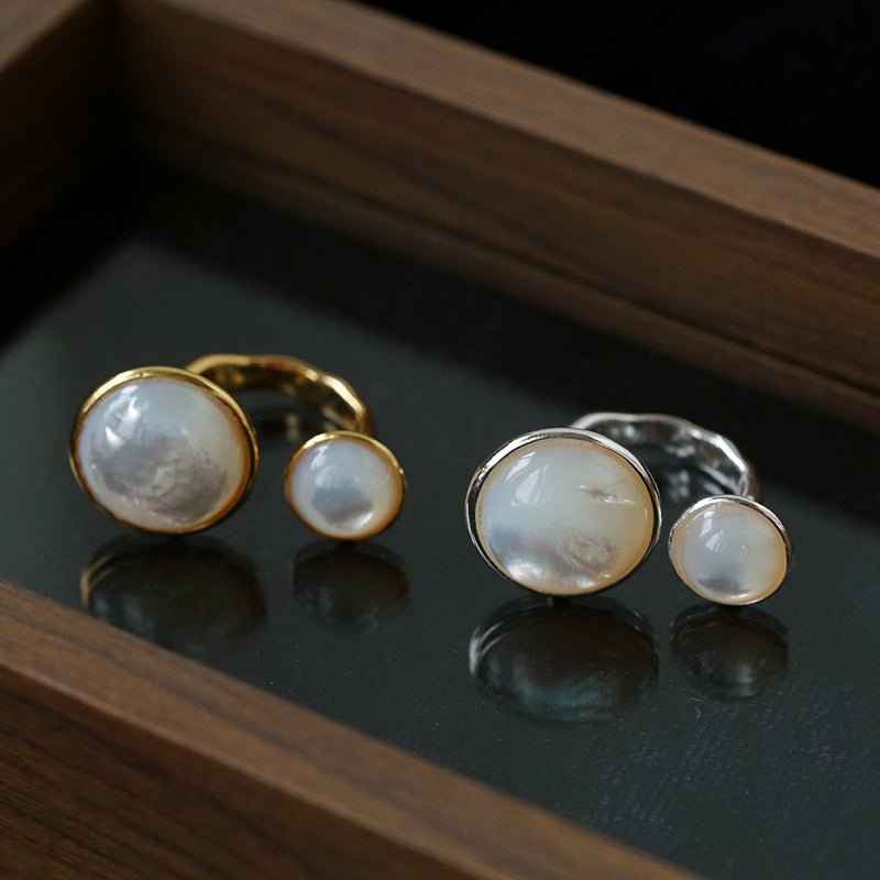 Natural White Mother-of-Pearl Double Circle Open Ring - floysun