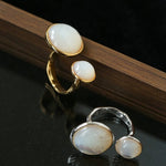 Natural White Mother-of-Pearl Double Circle Open Ring - floysun