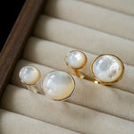 Natural White Mother-of-Pearl Double Circle Open Ring - floysun