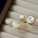 Natural White Mother-of-Pearl Double Circle Open Ring - floysun