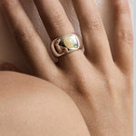 Natural Yellow Jade Smooth Wide Band Ring - floysun