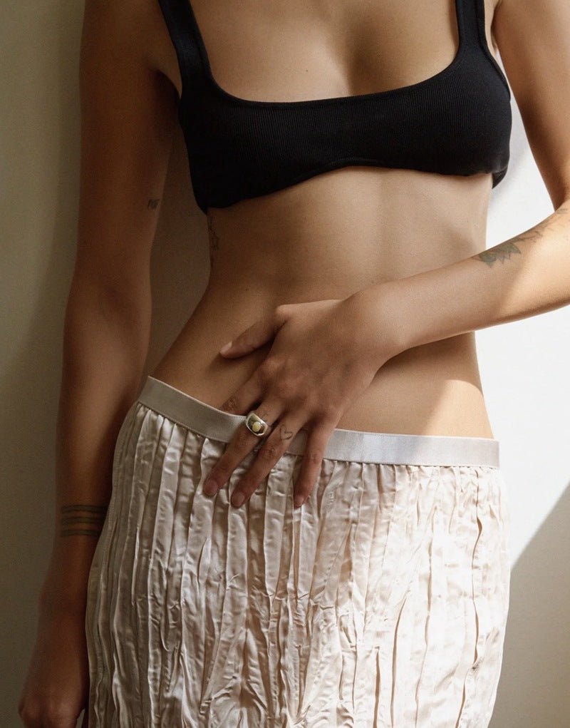 Natural Yellow Jade Smooth Wide Band Ring - floysun