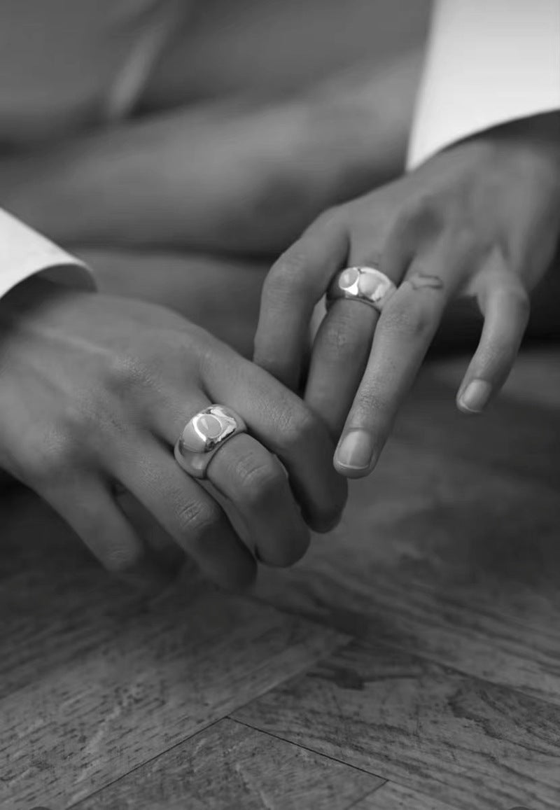 Natural Yellow Jade Smooth Wide Band Ring - floysun