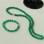 New Chinese Style Elastic Bracelet with Zirconia and Green Agate Beads - floysun