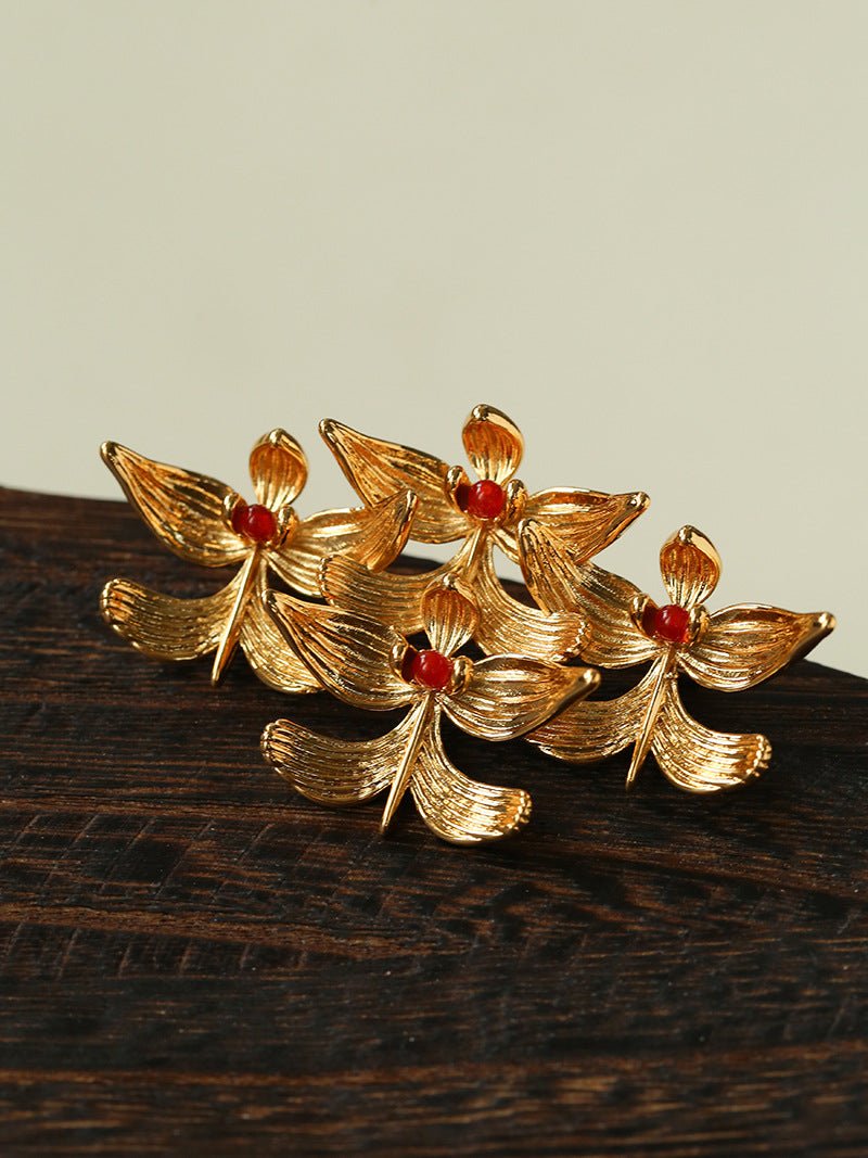 New Chinese Style Magnolia Agate Brooch - floysun