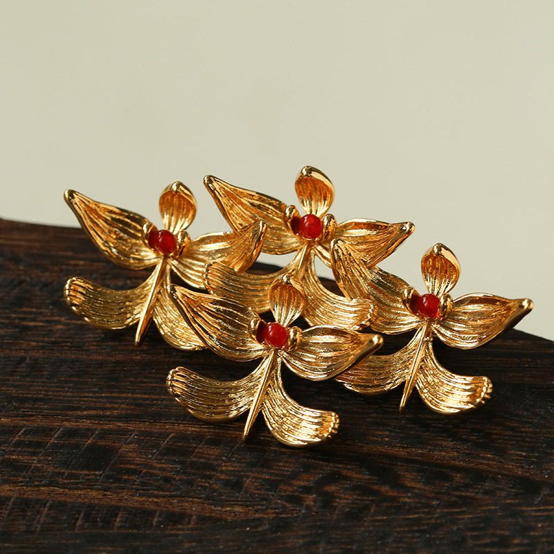 New Chinese Style Magnolia Agate Brooch - floysun