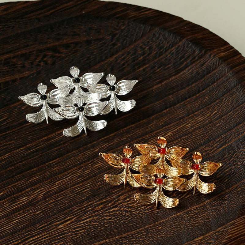 New Chinese Style Magnolia Agate Brooch - floysun
