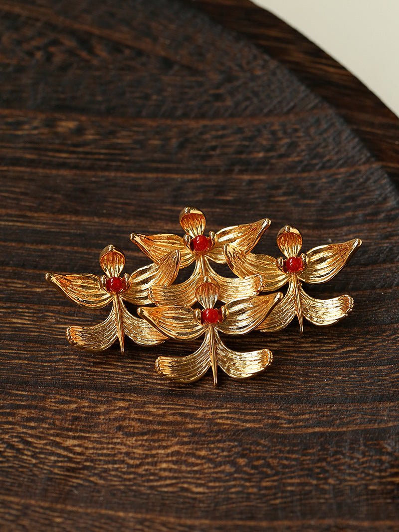 New Chinese Style Magnolia Agate Brooch - floysun