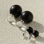 New Oriental Ebony Double - Sphere Stud Earrings - floysun