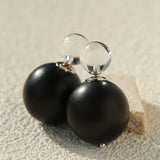 New Oriental Ebony Double - Sphere Stud Earrings - floysun
