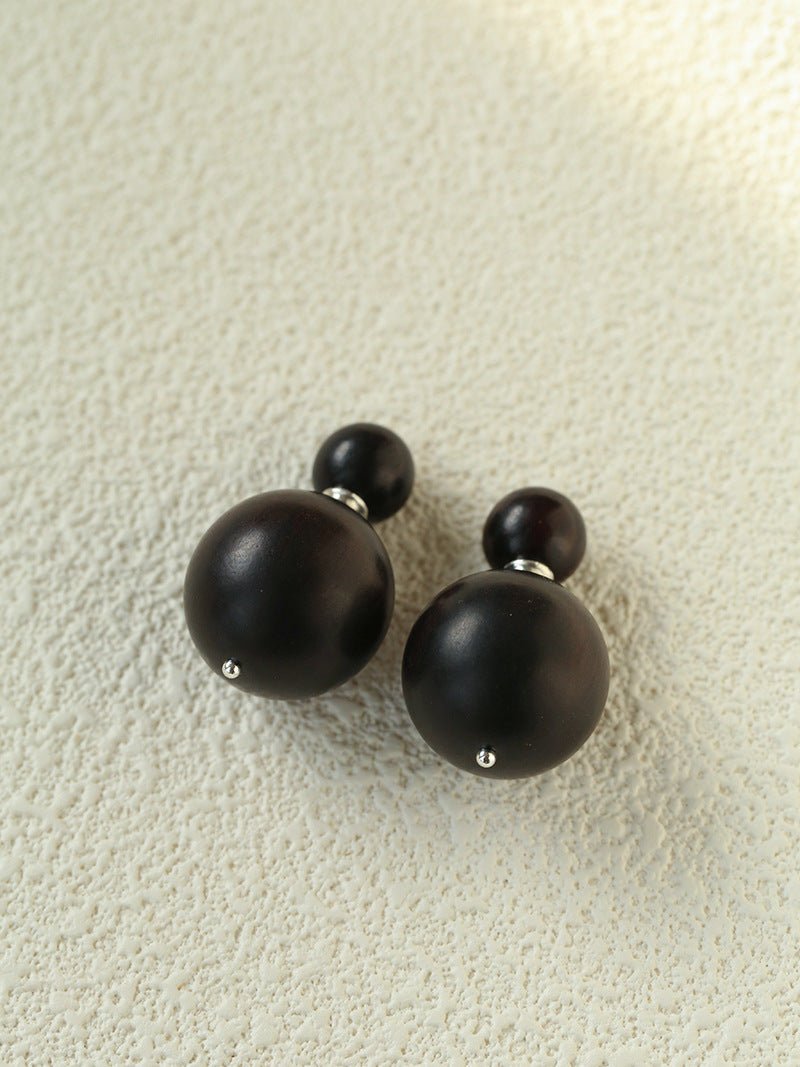New Oriental Ebony Double - Sphere Stud Earrings - floysun