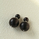 New Oriental Ebony Double - Sphere Stud Earrings - floysun