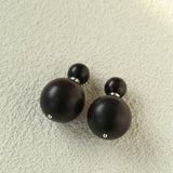 New Oriental Ebony Double - Sphere Stud Earrings - floysun