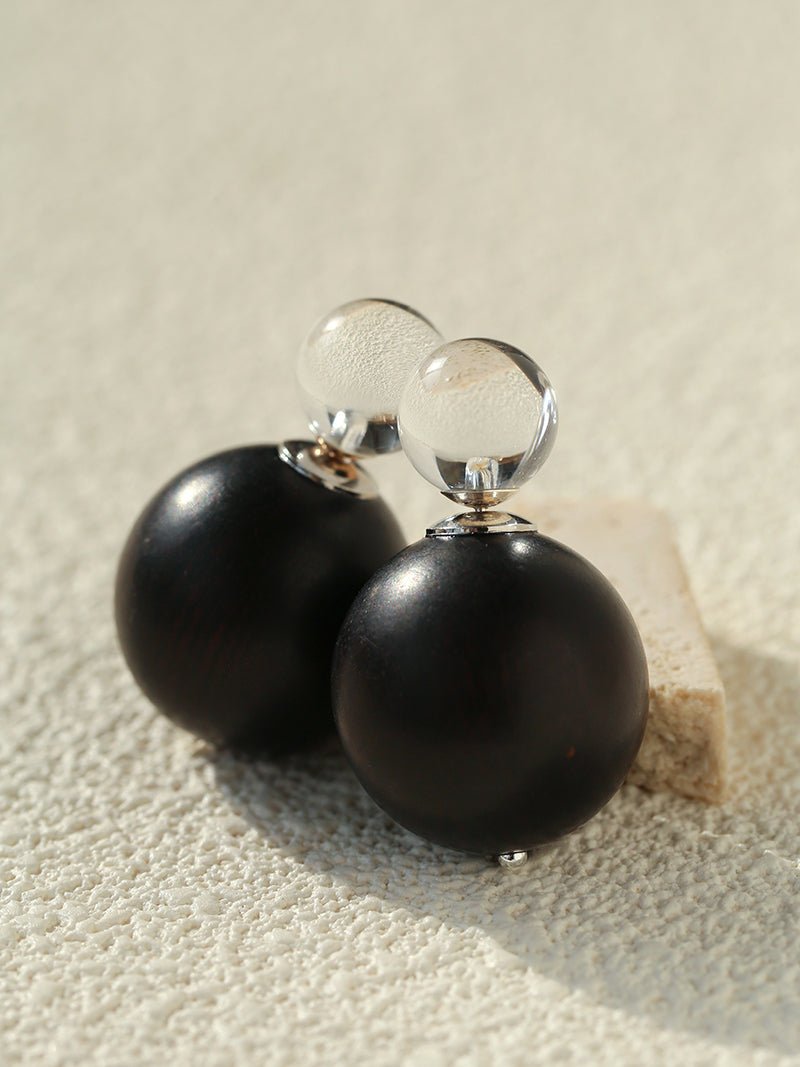 New Oriental Ebony Double - Sphere Stud Earrings - floysun