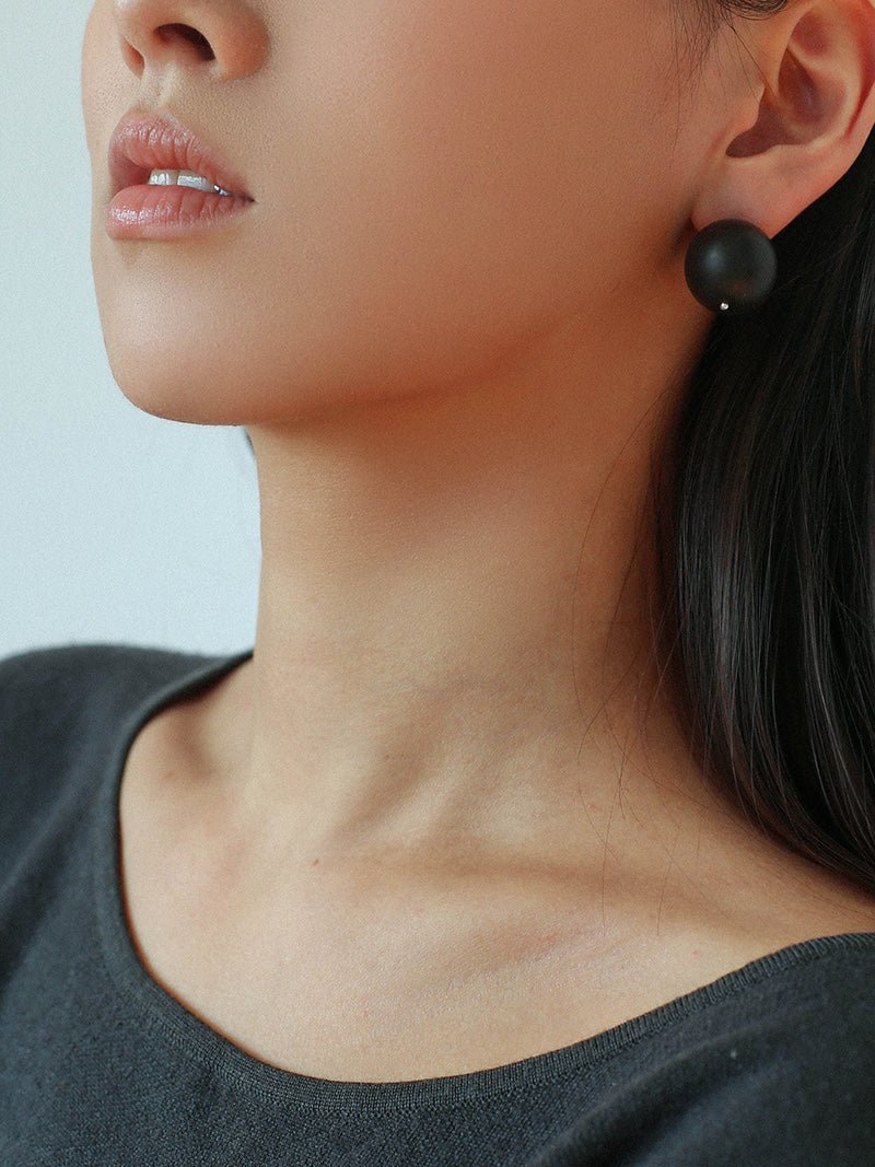 New Oriental Ebony Double - Sphere Stud Earrings - floysun