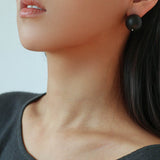 New Oriental Ebony Double - Sphere Stud Earrings - floysun