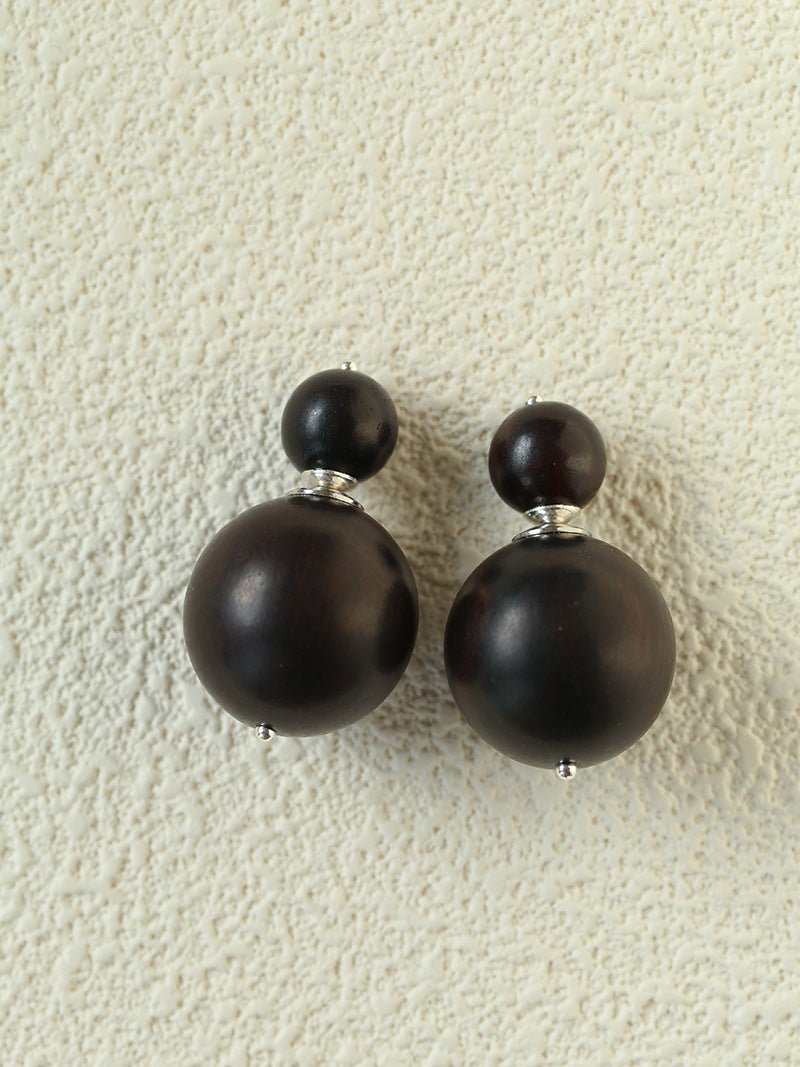 New Oriental Ebony Double - Sphere Stud Earrings - floysun