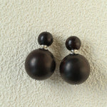 New Oriental Ebony Double - Sphere Stud Earrings - floysun