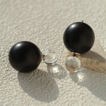 New Oriental Ebony Double - Sphere Stud Earrings - floysun