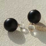 New Oriental Ebony Double - Sphere Stud Earrings - floysun