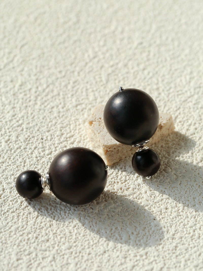 New Oriental Ebony Double - Sphere Stud Earrings - floysun