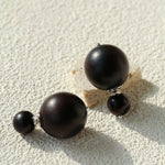 New Oriental Ebony Double - Sphere Stud Earrings - floysun