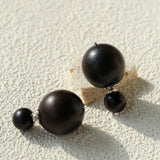 New Oriental Ebony Double - Sphere Stud Earrings - floysun