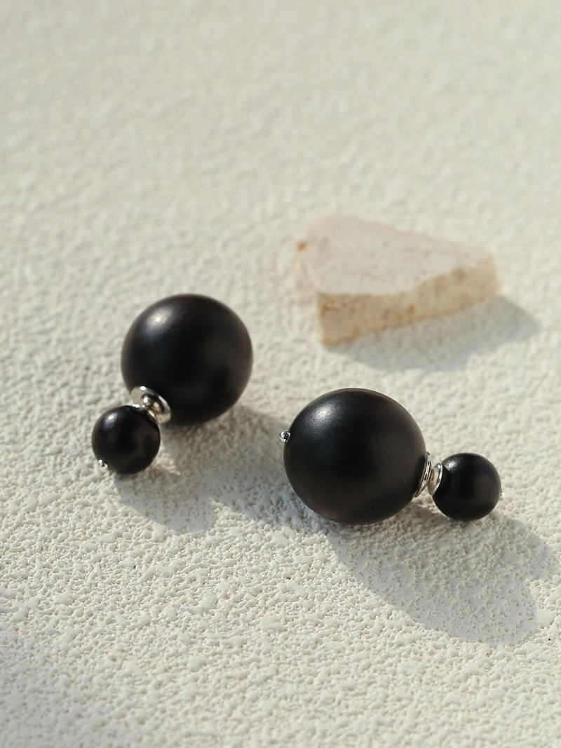 New Oriental Ebony Double - Sphere Stud Earrings - floysun