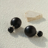 New Oriental Ebony Double - Sphere Stud Earrings - floysun
