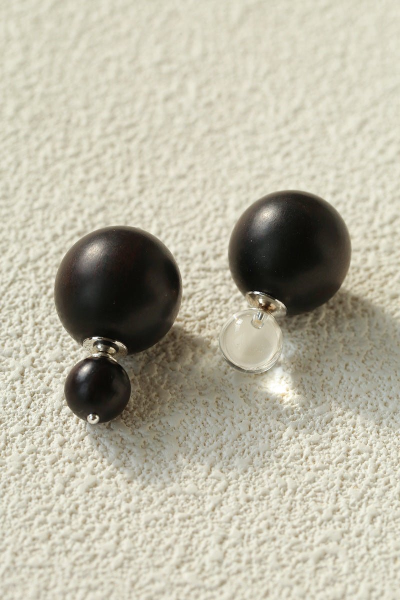 New Oriental Ebony Double - Sphere Stud Earrings - floysun