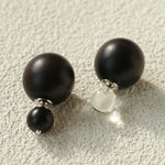 New Oriental Ebony Double - Sphere Stud Earrings - floysun