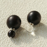 New Oriental Ebony Double - Sphere Stud Earrings - floysun