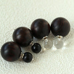 New Oriental Ebony Double - Sphere Stud Earrings - floysun